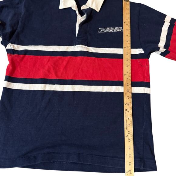 Vintage USPS Barbarian Rugby Shirt Made in Canada Navy Red White Stripe Size L - Picture 8 of 11